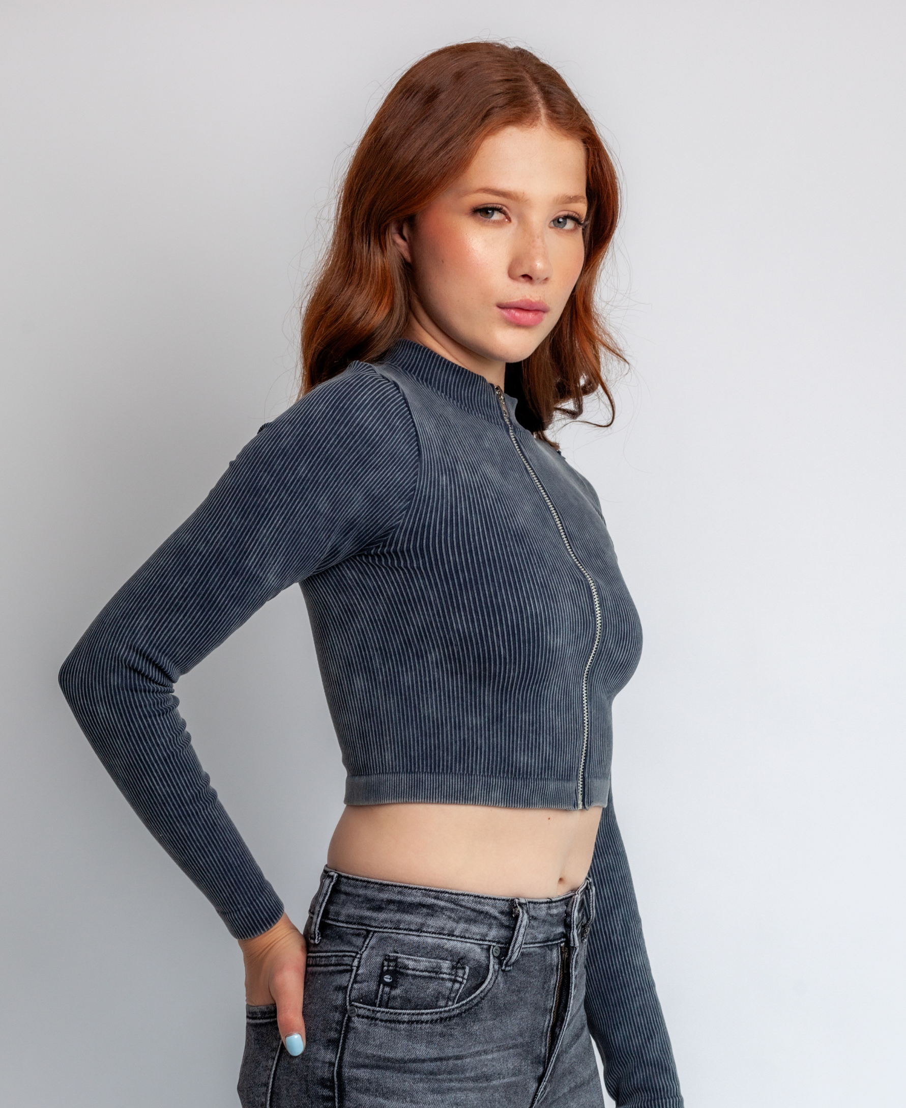 Crop Zipper Sweatshirt