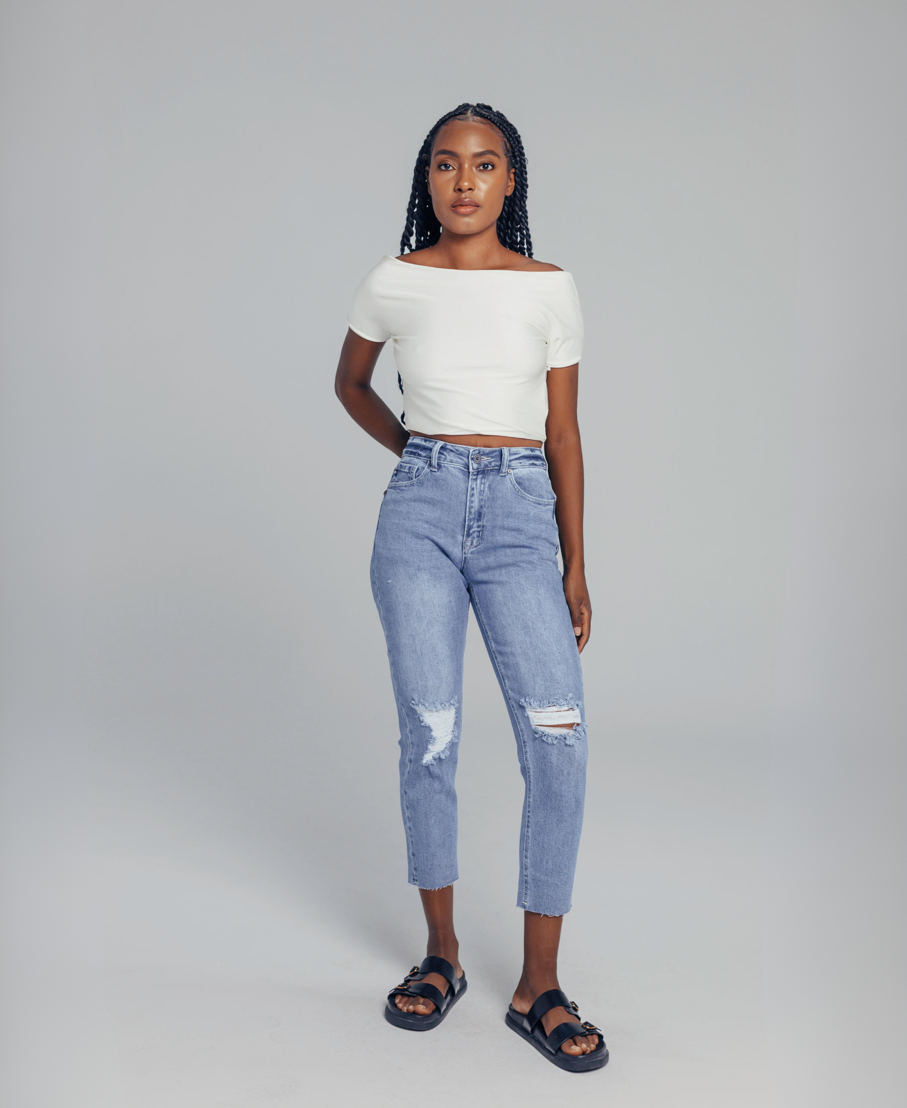 High-Rise Mom Fit Jeans