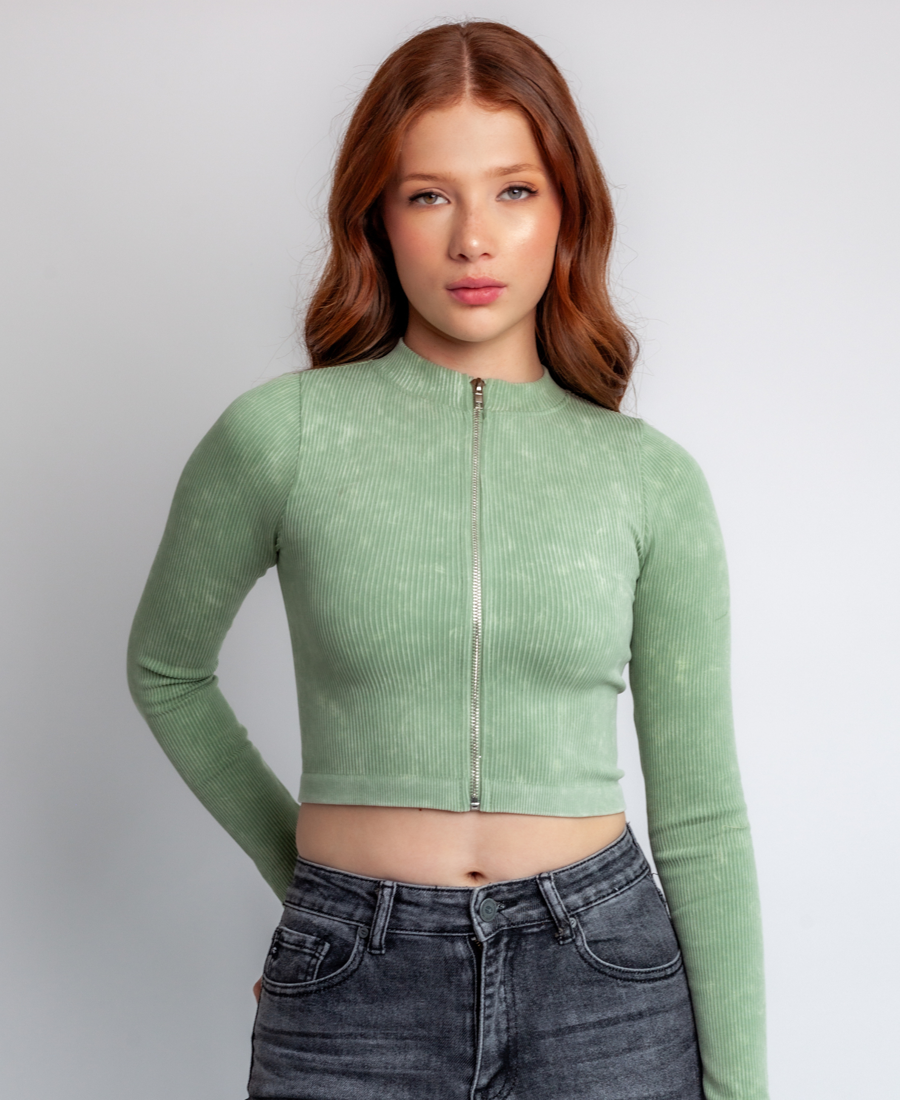 Crop Zipper Sweatshirt