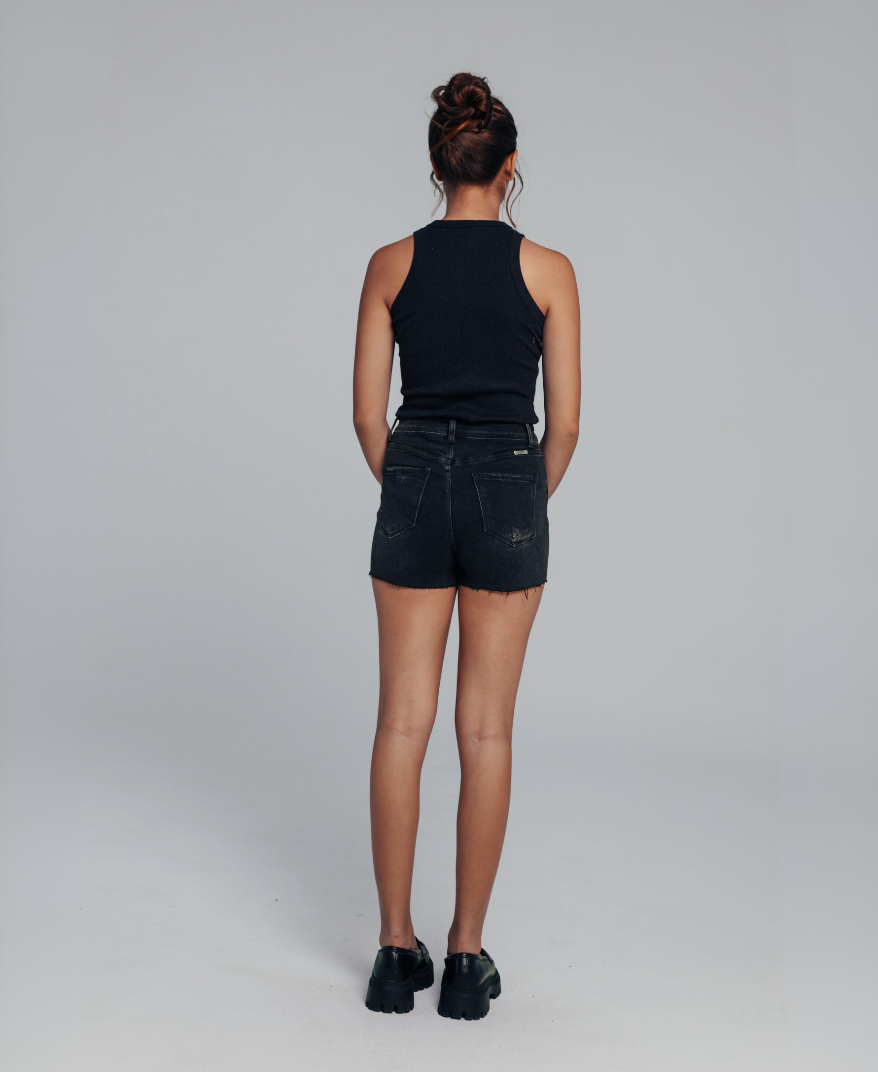 Black MIid Rise Shorts