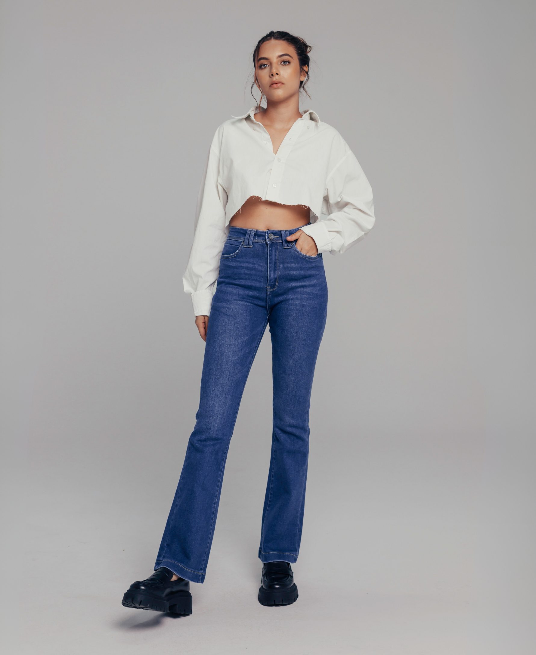 High-Waisted Blue Jeans