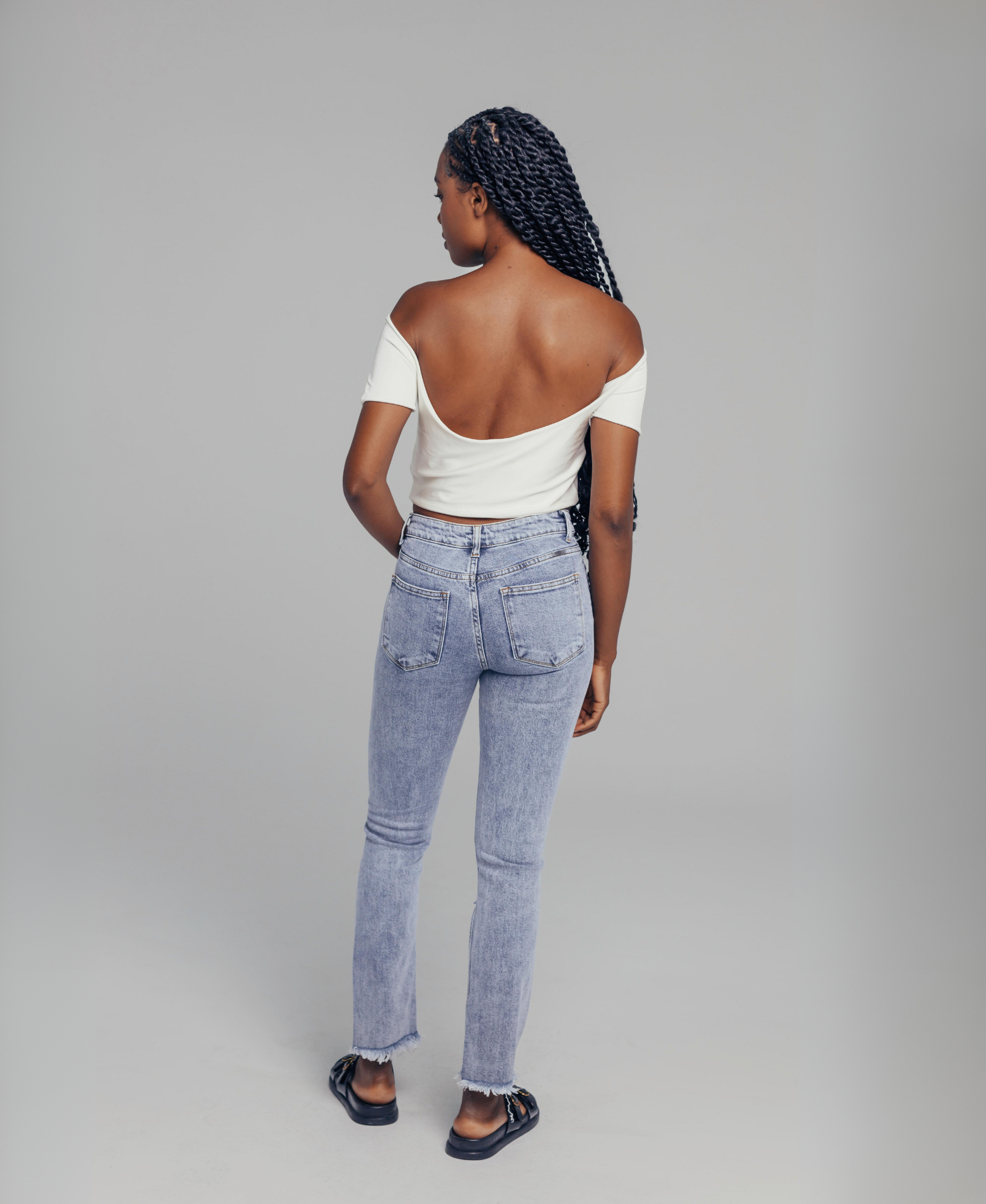 Mid Rise Straight Jeans