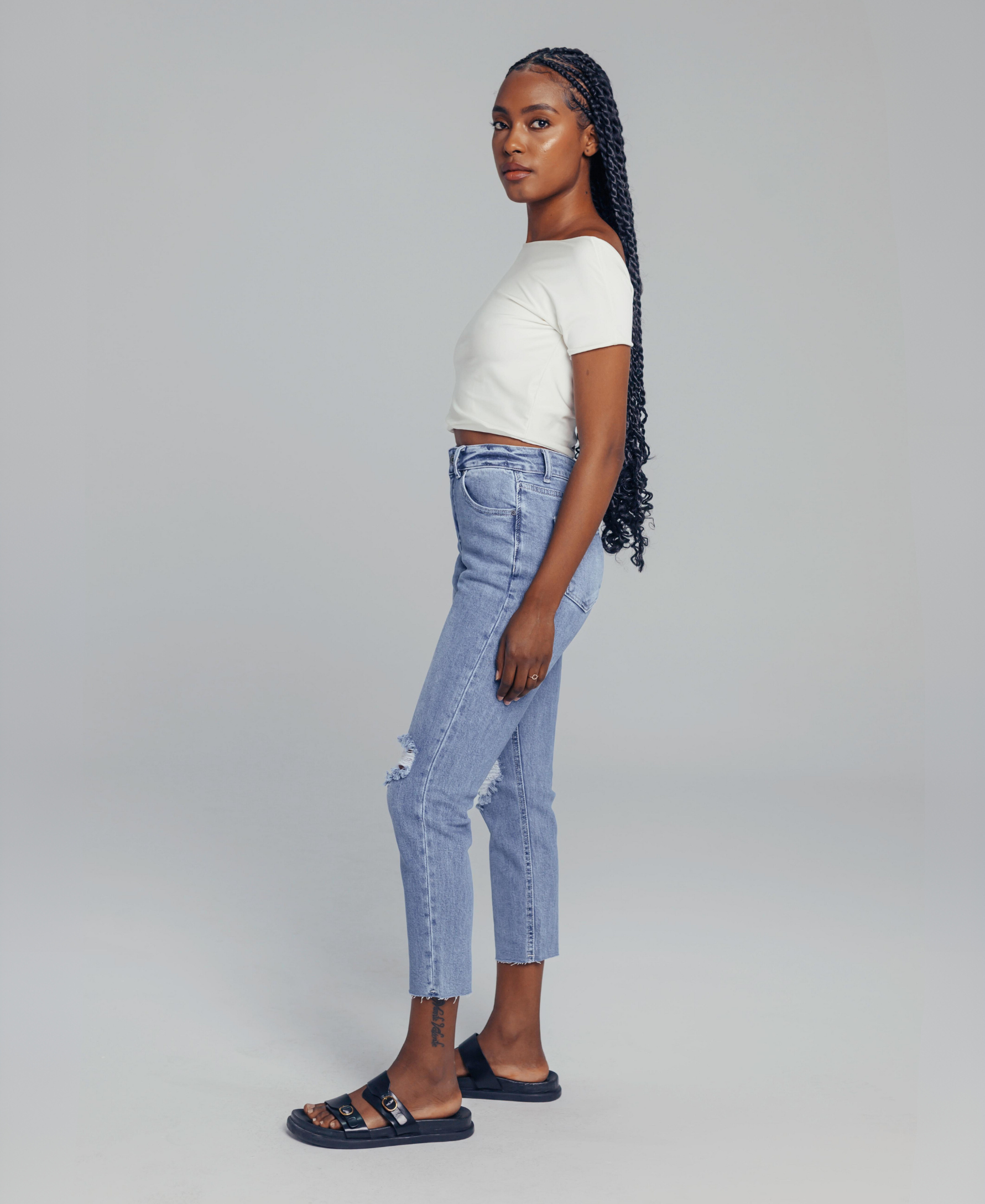 High-Rise Mom Fit Jeans