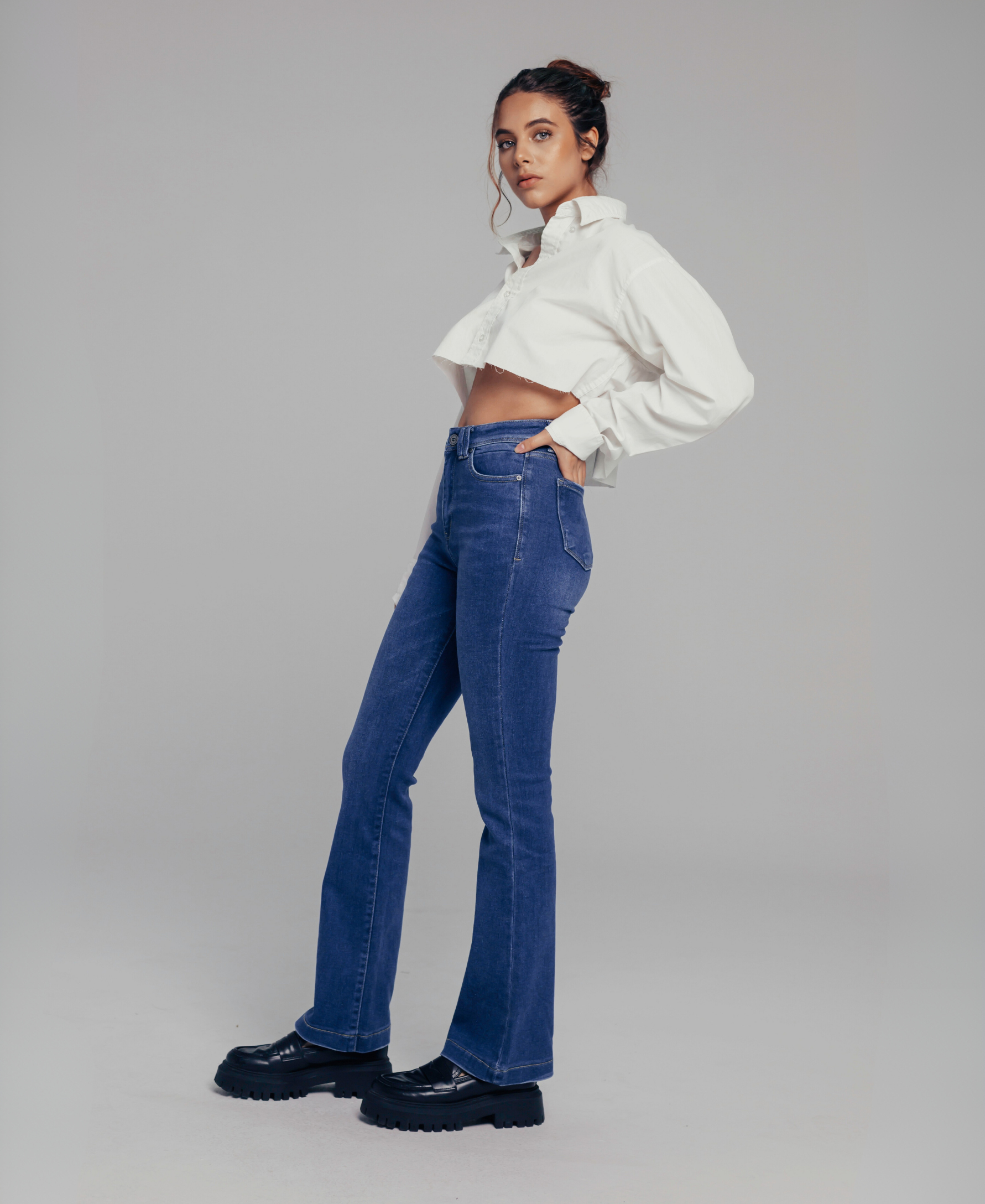 High-Waisted Blue Jeans