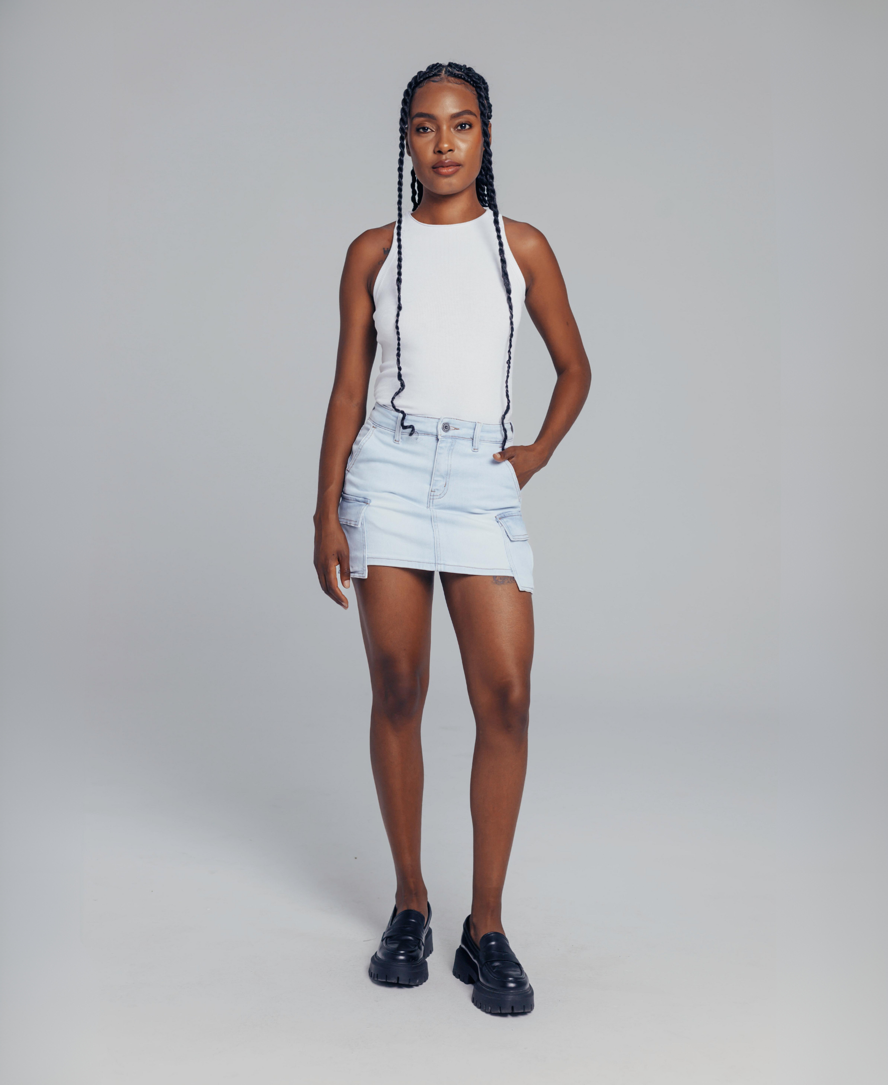 Cargo Denim Skirt