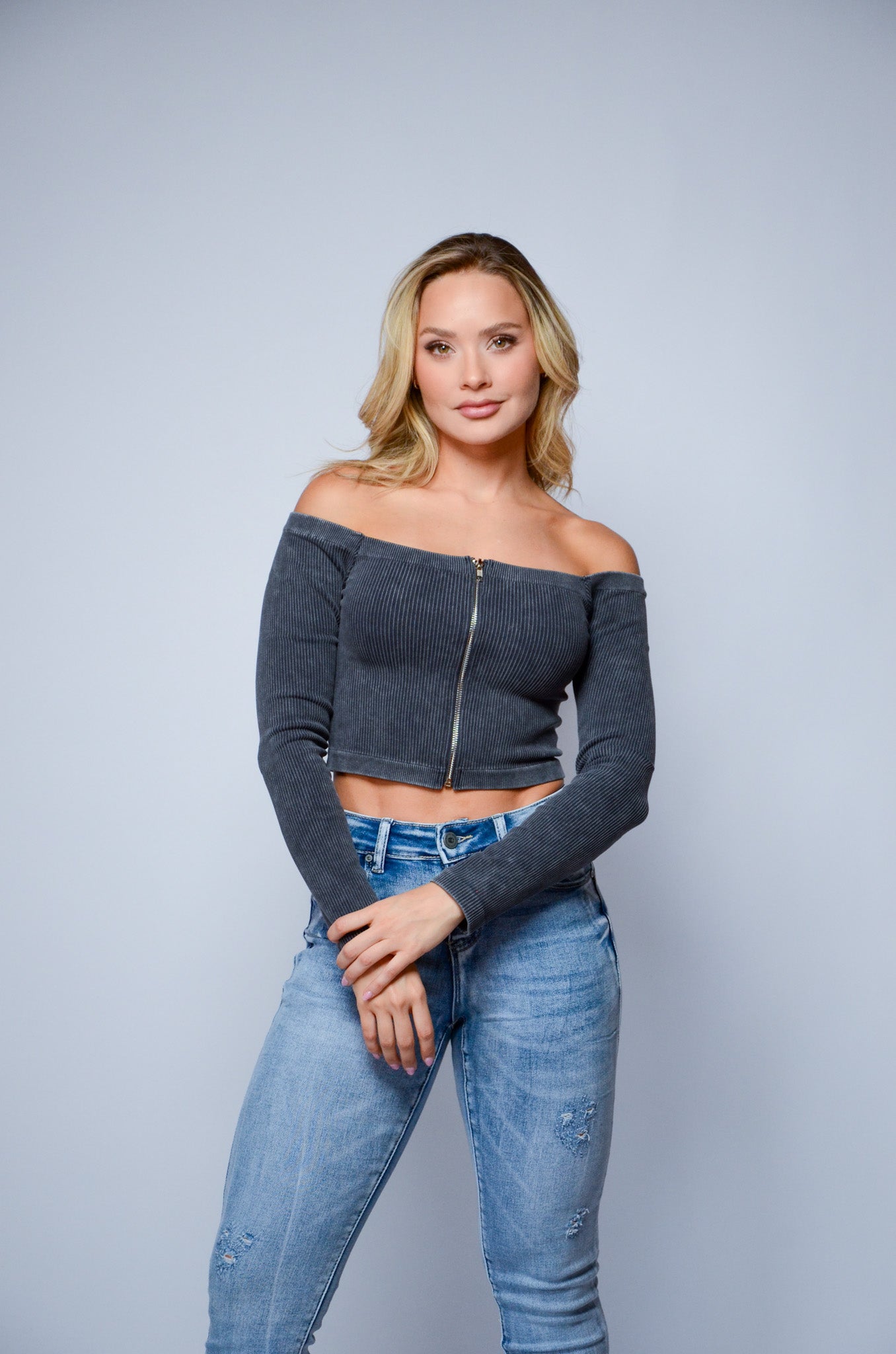 Off-Shoulder Ribbed Top