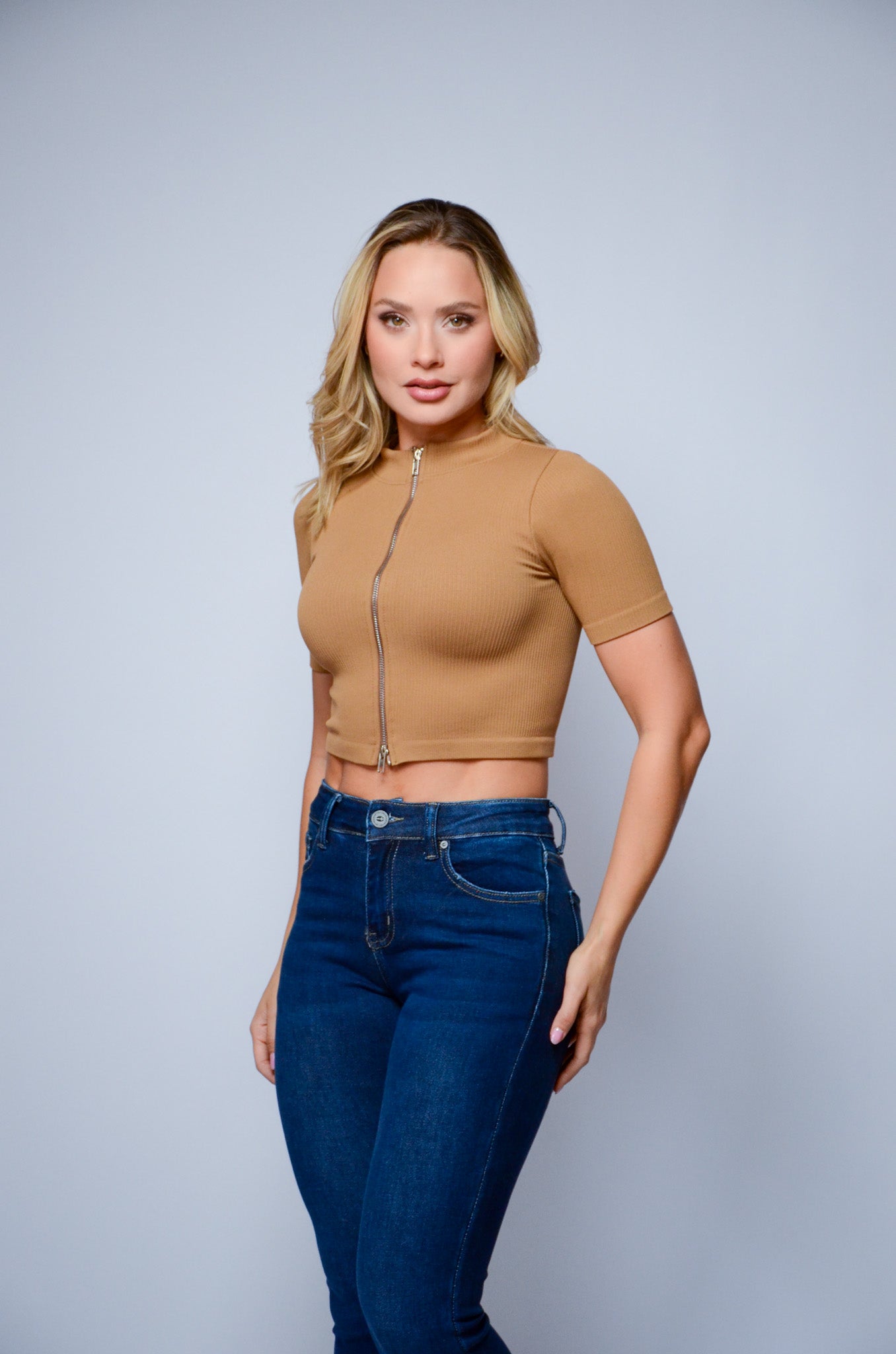 Mock Neck Crop Top