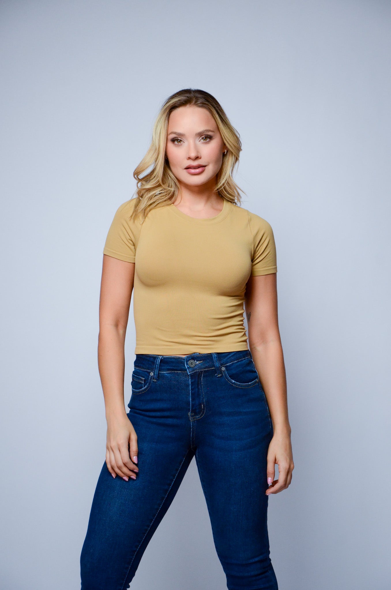 V-Neck Ribbed Crop Top