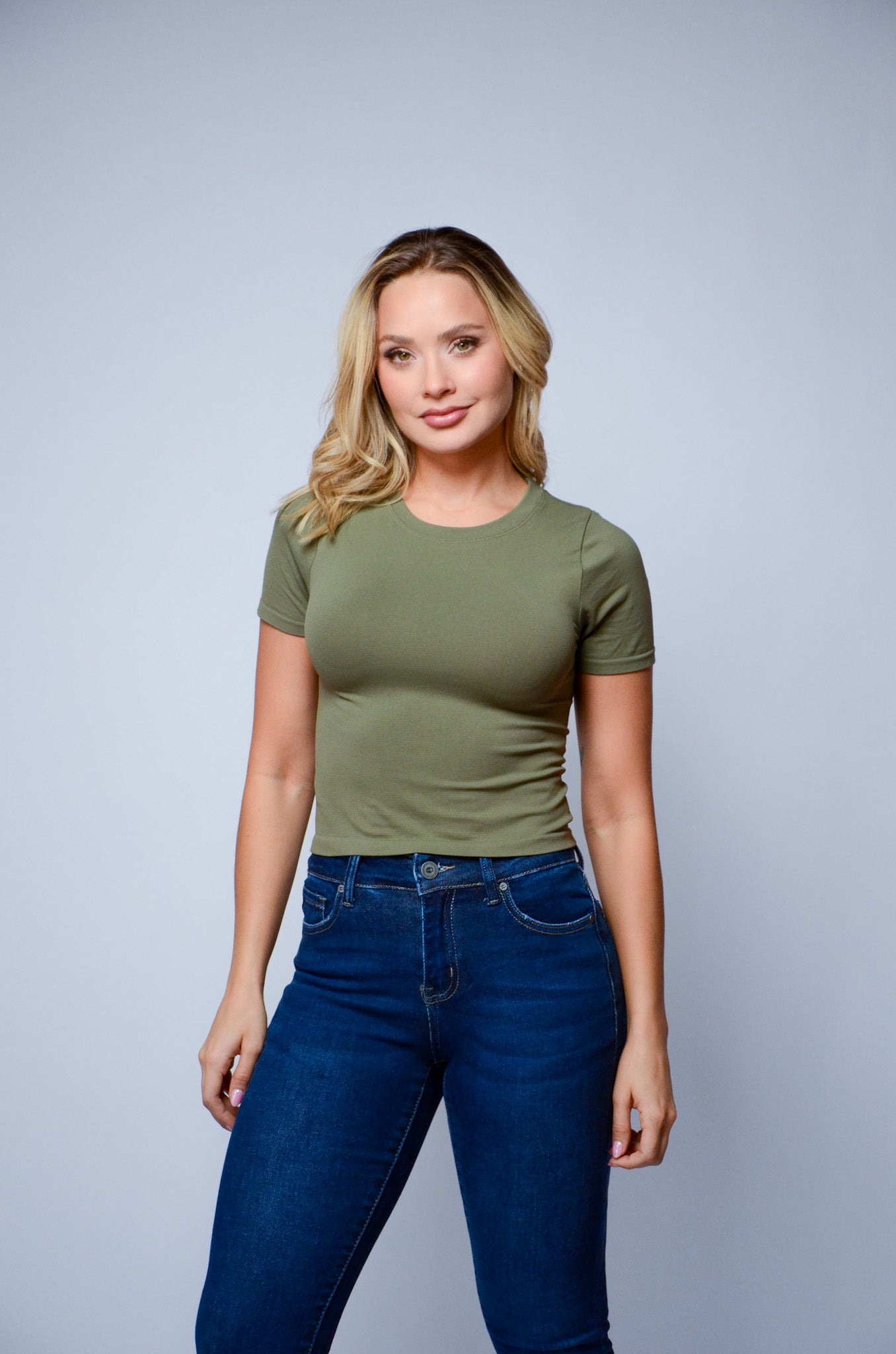 V-Neck Ribbed Crop Top