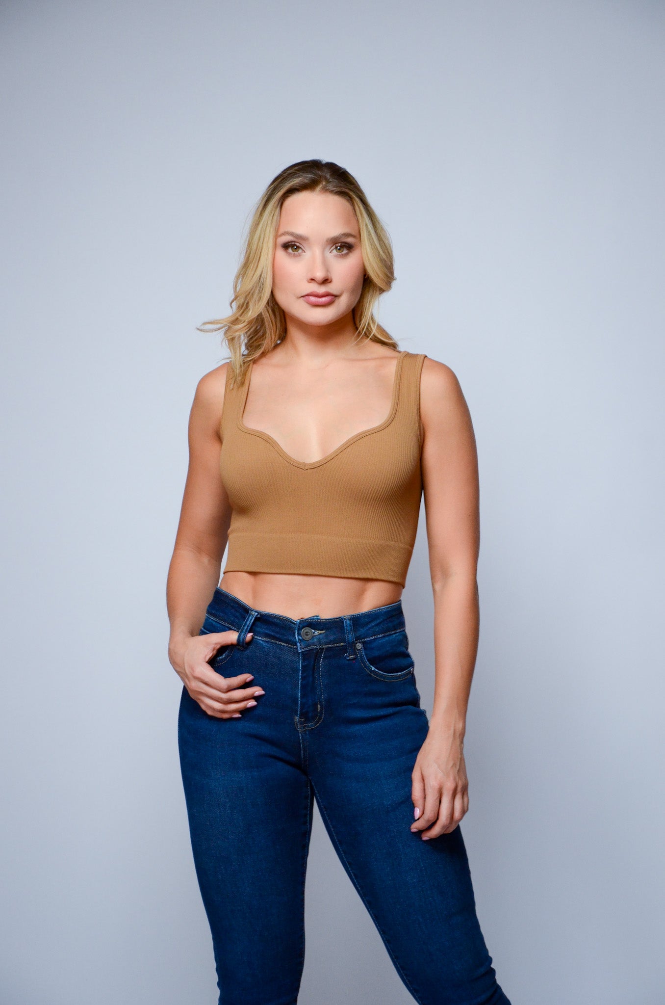 Wave Neckline Crop Top