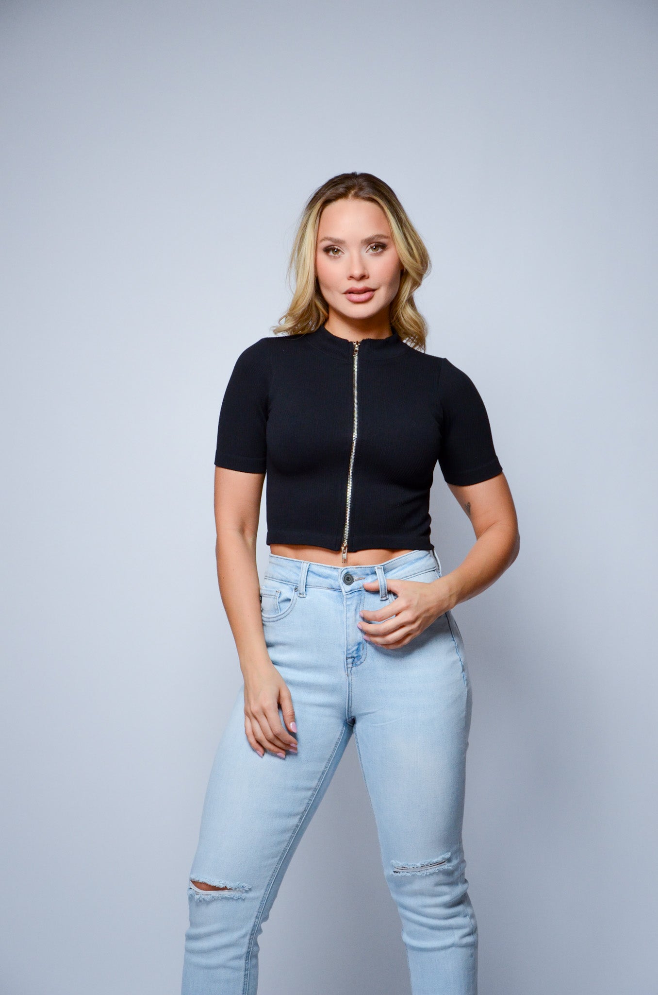 Mock Neck Crop Top
