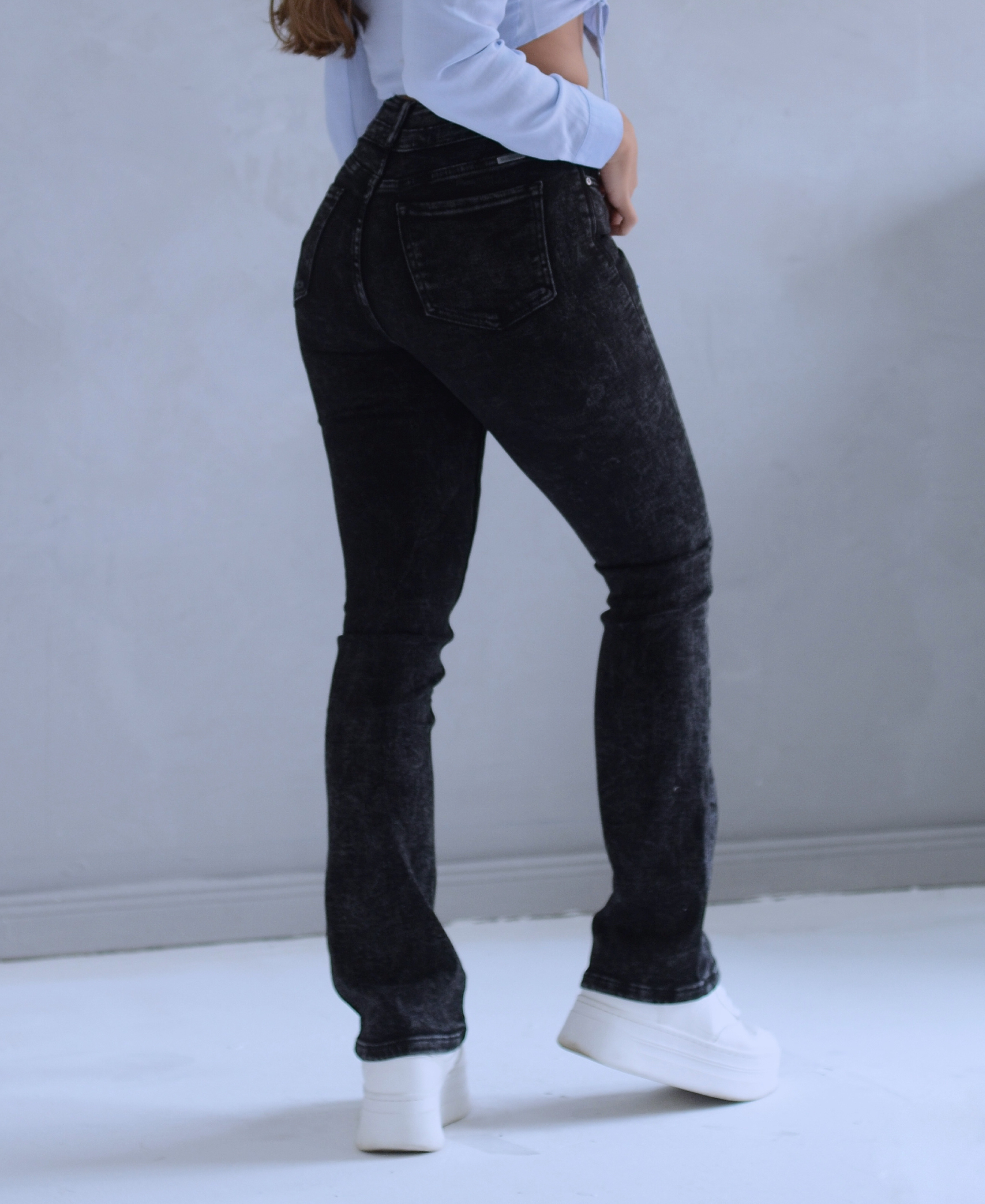 High-Waisted Black Jeans